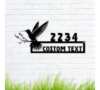 Cartello personalizzato con indirizzo in metallo colibrì, insegne in metallo personalizzate Targa in metallo personalizzata per interni o esterni decorazione della casa e della parete inaugurazione
