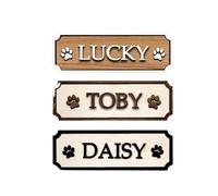 Cartello personalizzato per cassa per cani, cartello 3D personalizzato con nome del cane, placche personalizzate, regalo per animali domestici in legno (4 x 30 cm)