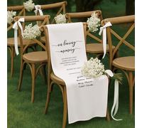 Cartello personalizzato per matrimonio con scritta "Reserved in Loving Memory" per qualcuno in paradiso, cartello per sedia da matrimonio riservato, decorazione per sedie in tessuto di seta, Save a