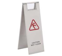 Cartello pieghevole da pavimento bagnato, in acciaio inox, resistente, supporto per uso interno ed esterno, base antiscivolo, alternativa al cono di sicurezza portatile