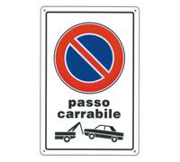 Cartello Plastica Passo Carrabile Cm 20X30 Edilizia Segnaletica Sicurezza