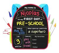 Cartello Primo Giorno di Scuola - Tavola Intercambiabile in Legno per Ritorno a Scuola | Materna Lavagna a Secco per Bambini