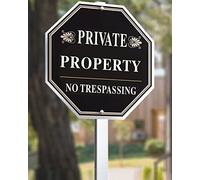 Cartello "Private Property No Trespassing", cartelli in alluminio, 25,4 x 25,4 cm, pali in metallo da 71,1 cm inclusi