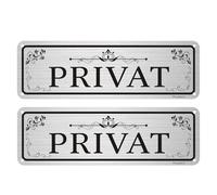 Cartello privato con rilegatura autoadesiva, confezione da 2 pezzi, cartello privato, dimensioni 25 x 8 cm. Targhetta porta per uffici, negozi, ristoranti, alberghi, per proteggere il business e la