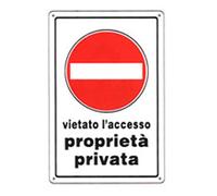CARTELLO PROPRIETA' PRIVATA 20x 30 PLASTICA [TARGOTIMBRI ]