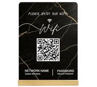 Cartello QR Code Acrilico Personalizzato con Supporto in Legno, Display Multi QR Personalizzato per Scansiona per Pagare, Social Media, Cartello Password WiFi per Piccola Impresa Caffè Ristorante