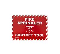 Cartello Quickstop per lo spegnimento degli spruzzatori di fuoco con grandi parole bianche sullo sfondo rosso, realizzato in plastica spessa resistente alle intemperie e agli strappi (17 x 22 cm)