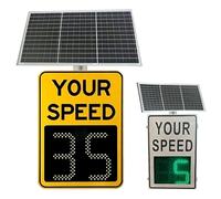 Cartello Radar Solare con Feedback di velocità, Cartello Radar Digitale 23,6"x354", Display LED ad Alimentazione Solare, Limite Regolabile, avviso Lampeggiante per eccesso Yellow