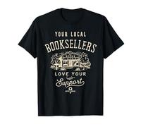 Cartello retrò elegante con scritta "Support Your Local Booksellers Booksellers Book Maglietta