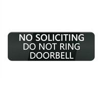 Cartello rettangolare in plastica acrilica, con scritta "No Soliciting Do Not Ring Doorbell", per casa/affari, finestra, porta d'ingresso, in plastica acrilica (nero, 25,4 x 7,6 cm)
