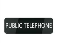 Cartello rettangolare in plastica acrilica, con telefono pubblico, piccolo, per casa/affari, finestra/porta d'ingresso, in plastica acrilica (nero, 25,4 x 7,6 cm)