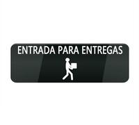 Cartello rettangolare in plastica acrilica Entrada para Entregas, piccolo, per casa/affari, finestra/porta d'ingresso, in plastica acrilica (nero, 25,4 x 7,6 cm)