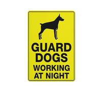 Cartello riflettente in alluminio con scritta "Guard Dogs Working At Night", 30,5 x 20,3 cm, protezione UV, impermeabile, resistente alle intemperie e allo sbiadimento, con 4 fori preforati