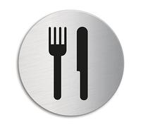 Cartello - Ristorante | Targhette Targa Acciaio Inox Ø 100 mm autoadesivo | Ofform Design Originale No.7511