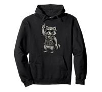 Cartello Rocker Raccoon Lover Rock, Stile retrò, Motivo: Biker Raccoon Felpa con Cappuccio