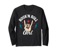 Cartello Rock'N Roll Girl, Rock On Hand Cool Punk Rock Women Maglia a Manica