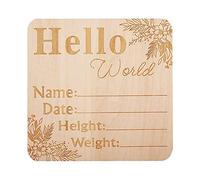Cartello rotondo in legno per annuncio di nascita, 15 cm, con scritta "Welcome to the world", con scritta "Welcome to the world", cartello di benvenuto con nome di benvenuto per bambini
