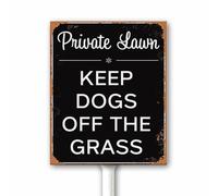 Cartello rustico con scritta "Keep Dogs Off The Grass Yard Sign With Stake 18 x 22 cm No Dog Let No Dog Pee Pooping Keep Out Lawn New Home Gift Robusta targa in alluminio altamente visibile