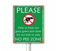 Cartello rustico con scritta "No Pee Zone Yard con paletto Keep Off Grass or Lawn Dog Free Zone Be A Good Neighbor Dogs Owner Gift Gentile 18x22 CM Targa in alluminio altamente visibile per esterni