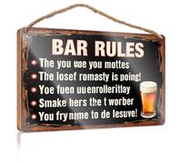 Cartello rustico in legno con regole del bar: una divertente svolta sul galateo del bere, cartello in legno divertente per bagno e dispensa (15 x 28 cm)