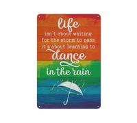 Cartello rustico in metallo, arte murale ispiratrice, colorata fattoria, la vita non riguarda l'attesa che passi la tempesta, citazione, stampe per decorazioni murali per casa e ufficio, opere d'ar