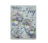 Cartello rustico in metallo con bicicletta a forma di fiore, farfalla, ruota di un albero, stampe di ritratti di Gesù oggi scelgo la gioia, decorazione da parete 12x16 pollici