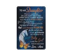 Cartello rustico in metallo con citazione "A mia figlia", poster da parete con farfalla e luna, opera d'arte, dipinto per la decorazione della casa, regalo per la figlia dalla mamma, 8x12 pollici