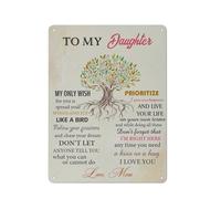 Cartello rustico in metallo con citazione "A mia figlia", poster motivazionale, quadro con albero, opera d'arte, dipinto per la decorazione della casa, regalo per figlia da parte della mamma, 12x16