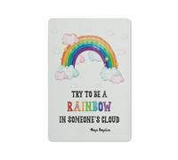 Cartello rustico in metallo con citazione ispiratrice di Maya Angelou, poster con stampe ispiratrici "Prova a essere un arcobaleno nella nuvola di qualcuno", arte murale motivazionale, regalo per l