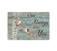 Cartello rustico in metallo con disegno di colibrì, sfondo blu, albero più antico, stampe di paesaggi paradisiaci "Sono sempre con te", novità per decorazioni murali per la casa, la cucina, il bagn