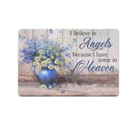 Cartello rustico in metallo con disegno di margherita, fiorellino blu, credo negli angeli perché ne ho alcuni in paradiso, stampe di paesaggi paradisiaci, decorazione da parete 8x12 pollici