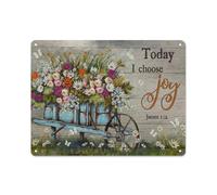 Cartello rustico in metallo con fiori vintage, oggi scelgo la gioia, stampe di paesaggi di Gesù, arte murale cristiana, arte murale per fattoria, casa, giardino, soggiorno, camera da letto, veranda