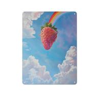 Cartello rustico in metallo con fragole tra le nuvole, decorazione murale, bellissimi quadri raffiguranti frutti per la decorazione della camera da letto, 12x16 pollici