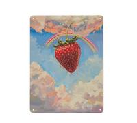 Cartello rustico in metallo con fragole tra le nuvole, decorazione murale, bellissimi quadri raffiguranti frutti per la decorazione della camera da letto, 12x16 pollici