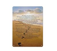 Cartello rustico in metallo con impronte nella sabbia, decorazione da parete, stampe di poesie religiose per l'arredamento cristiano della casa, opere d'arte religiose motivazionali, citazioni ispi