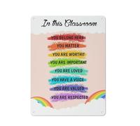 Cartello rustico in metallo con la scritta "In questa classe appartieni qui, tu conti, tu ne vali la pena", decorazione murale con citazioni motivazionali sul lavoro di squadra, decorazione murale