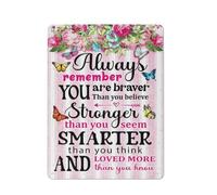 Cartello rustico in metallo con la scritta "Ricorda sempre che sei più coraggioso", decorazione murale ispiratrice, stampe più intelligenti, decorazione murale per ragazze, figlie, casa, soggiorno,