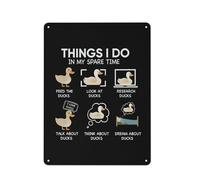 Cartello rustico in metallo con scritta "Cose che faccio nel mio tempo libero", stampa artistica da parete con anatra divertente, decorazione per la casa, camera da letto, soggiorno, cameretta dell