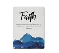 Cartello rustico in metallo con scritta "Fede cristiana" da parete, Ebrei 111 Ora la fede è fiducia in ciò che speriamo, stampa positiva, dipinto religioso, decorazione da parete per la casa, regal