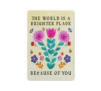 Cartello rustico in metallo con scritta "Il mondo è un posto più luminoso grazie a te", stampa artistica da parete con fiori colorati e motivazionali per ragazze adolescenti, camera da letto, soggi
