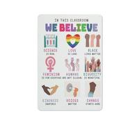 Cartello rustico in metallo con scritta "In questa classe crediamo nell'arte murale", poster da parete per uguaglianza e diversità in classe, dipinto per asili nido, aule, sale giochi, decorazioni