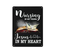 Cartello rustico in metallo con scritta "Infermiera Gesù", decorazione da parete retrò per infermieri, personale medico, stampe cristiane, regalo retrò per la giornata degli infermieri, opera d'art