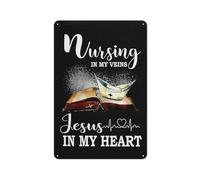 Cartello rustico in metallo con scritta "Infermiera Gesù", decorazione da parete retrò per infermieri, personale medico, stampe cristiane, regalo retrò per la giornata degli infermieri, opera d'art