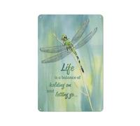 Cartello rustico in metallo con scritta "La vita è un equilibrio tra tenere duro e lasciar andare", poster da parete in stile fattoria per casa, giardino, soggiorno, camera da letto, veranda, decor