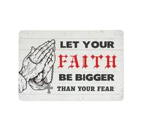 Cartello rustico in metallo con scritta "Lascia che la tua fede sia più grande della tua paura", con mani in preghiera, opera d'arte cristiana, poster, decorazione per casa, camera da letto, soggio