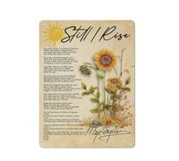 Cartello rustico in metallo con scritta "Maya Angelou Femminismo", poster vintage, citazione di Maya Angelou, poster con poesia di Maya Angelou, poster "Ma ancora mi piace l'aria, mi alzo", 12x16 p