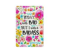 Cartello rustico in metallo con scritta "Oggi è stato brutto, ma io ero un duro", stampa artistica da parete con fiori colorati e motivazionali per ragazze adolescenti, camera da letto, soggiorno,