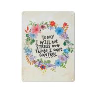 Cartello rustico in metallo con scritta "Oggi non mi stresserò", stampe con citazioni ispiratrici di fiori colorati, decorazione da parete per ragazze, donne, sorelle, camera da letto, casa, dormit