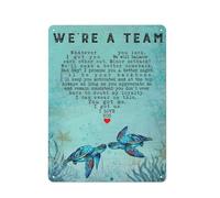 Cartello rustico in metallo con scritta "Siamo una squadra", poster con coppia di tartarughe, poster con tartaruga marina, poster con famiglia di tartarughe, poster con marito e moglie tartaruga, p
