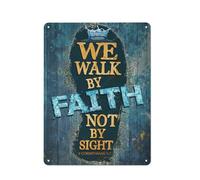 Cartello rustico in metallo con scritta "Sotto l'oceano", dipinto con i piedi, "Camminiamo per fede, non per vista", stampe di ritratti di Gesù, arte murale cristiana per la casa, la cucina, il bag